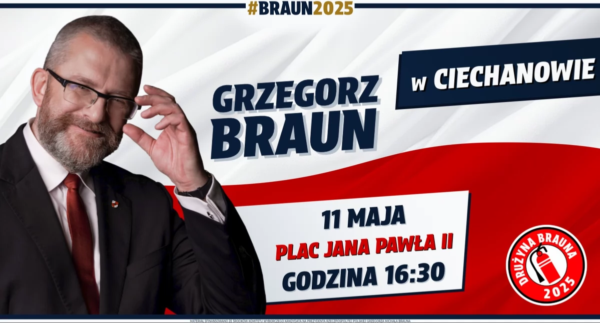Wybory , Grzegorz Braun kandydat Prezydenta Ciechanowie - zdjęcie, fotografia