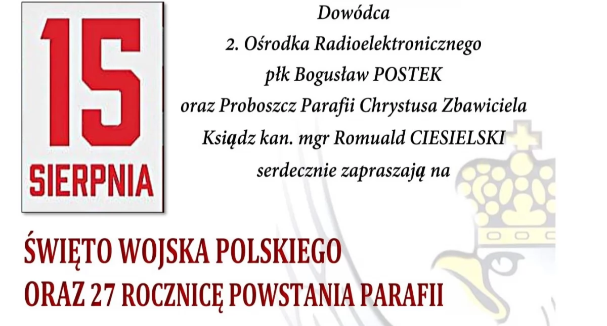 Święta i uroczystości , Zaproszenie Święto Wojska Polskiego - zdjęcie, fotografia