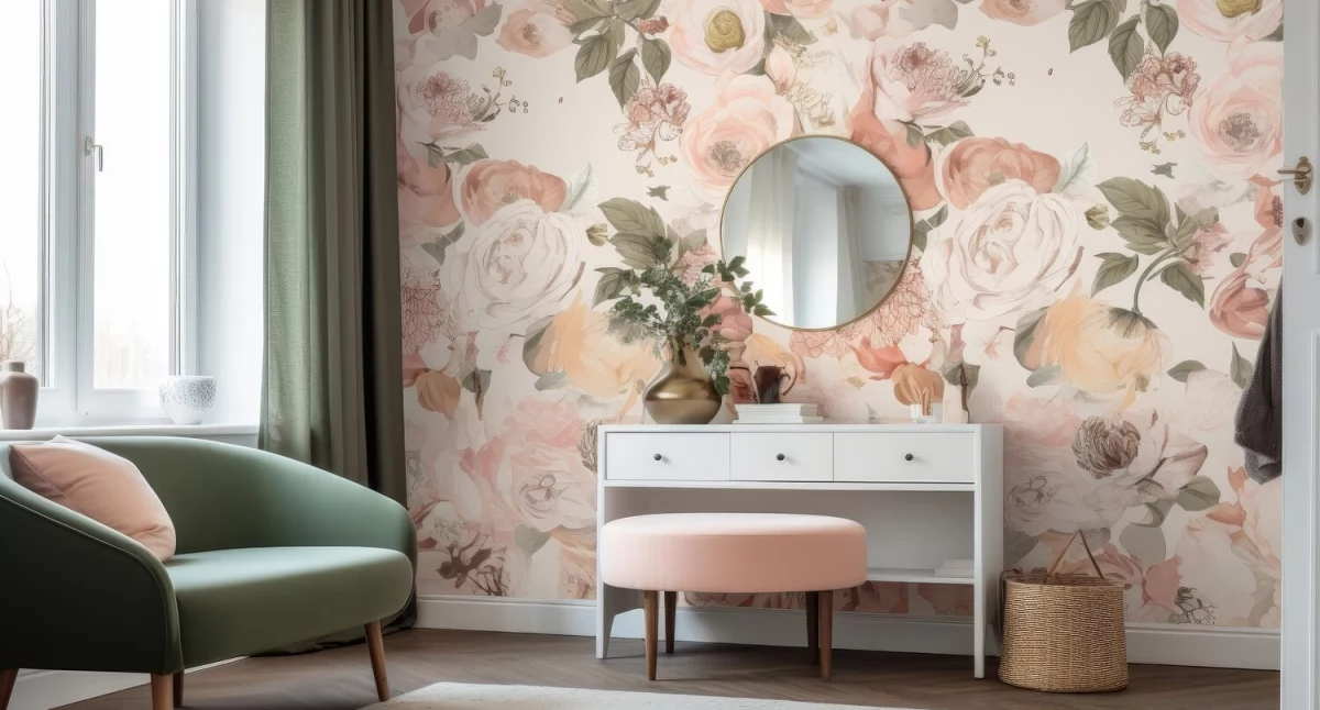 Promocje gospodarcze, Tapeta kwiaty powrót klasyki nowoczesnych wnętrz - zdjęcie, fotografia