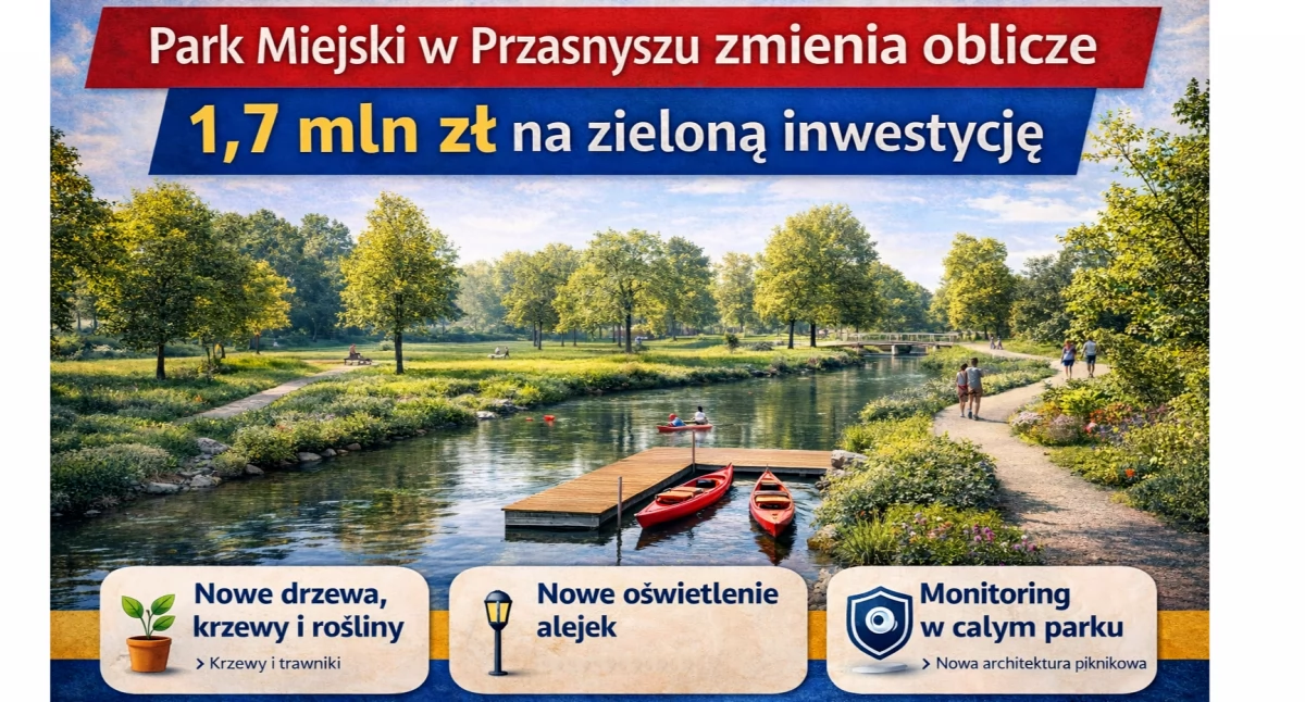 Burmistrz - Rada - Miasto, Miejski Przasnyszu przechodzi metamorfozę Zielona inwestycja ruszyła - zdjęcie, fotografia