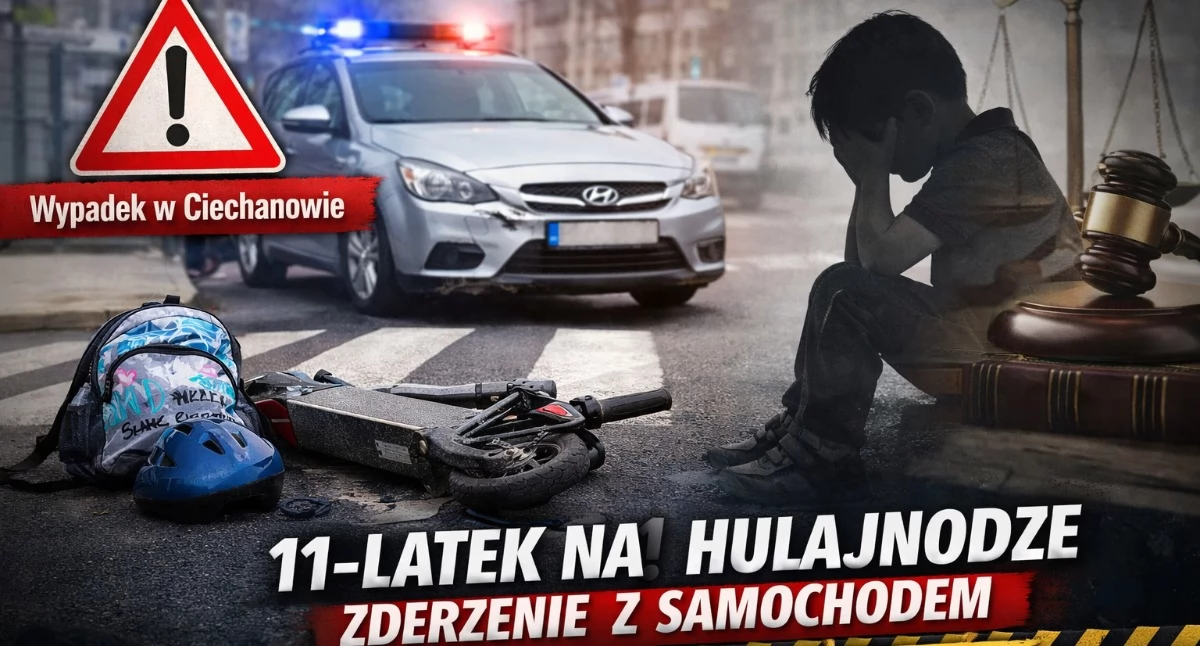 Komunikaty policji , latek hulajnodze zderzył autem Groźny incydent ważna lekcja rodziców - zdjęcie, fotografia