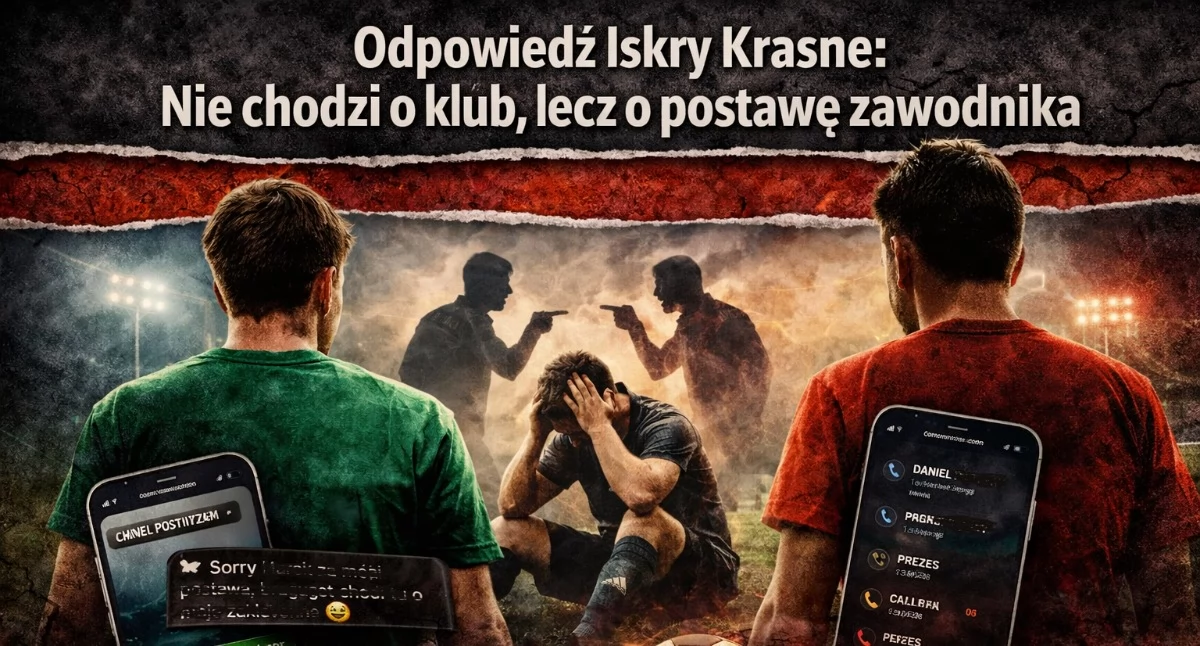 Piłka nożna, Iskra Krasne odpowiada zarzuty „Nie chodzi postawę zawodnika” - zdjęcie, fotografia