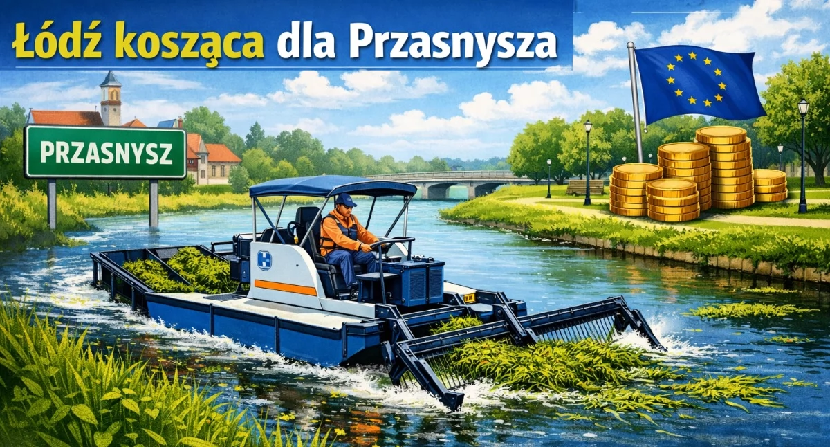 Burmistrz - Rada - Miasto, Miasto kupić łódź koszącą pomysł utrzymanie rzeki Węgierki Przasnyszu - zdjęcie, fotografia