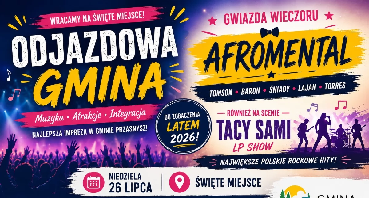 Koncerty, Afromental gwiazdą „Odjazdowej Gminy” Muzyczne święto wraca Świętego Miejsca - zdjęcie, fotografia