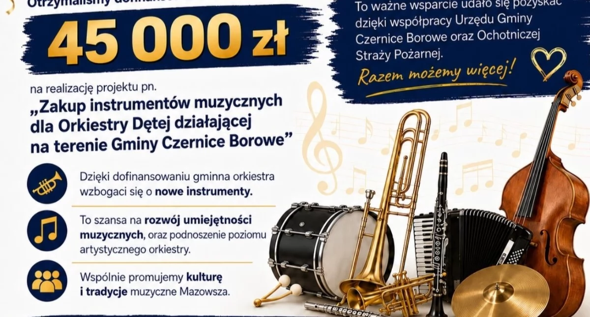 Samorządy Gminne, instrumenty orkiestry gminie Czernice Borowe tysięcy złotych dofinansowania - zdjęcie, fotografia