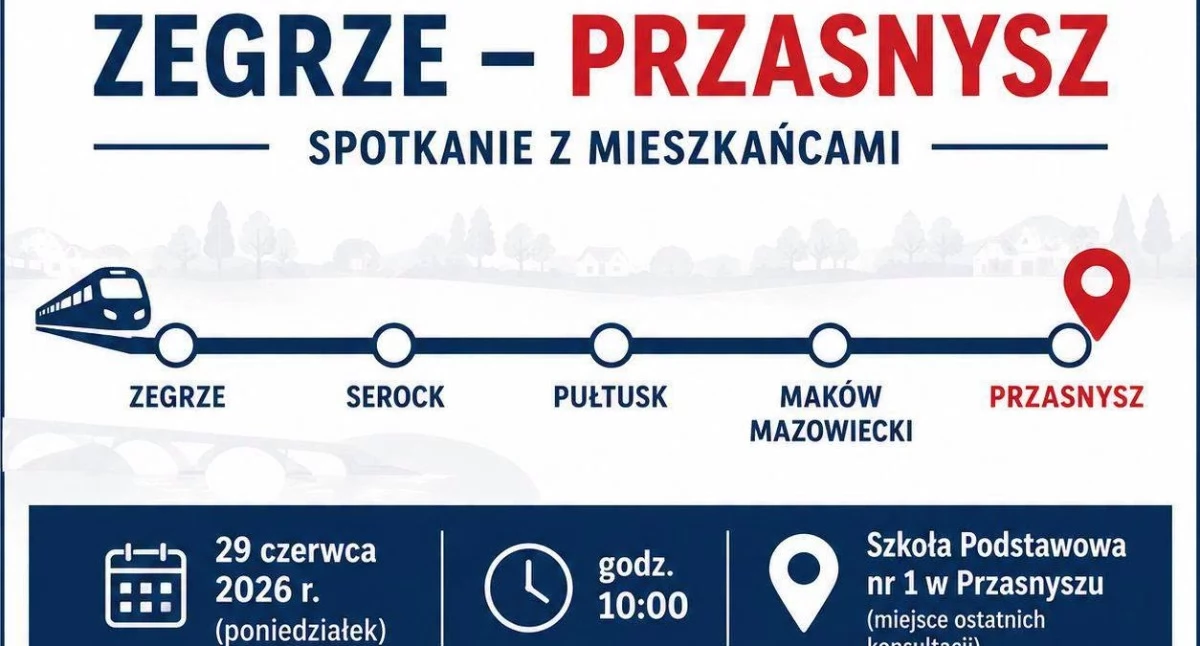 Komunikaty, Kolejne konsultacje sprawie linii kolejowej Zegrze–Przasnysz Senator zaprasza mieszkańców spotkanie - zdjęcie, fotografia