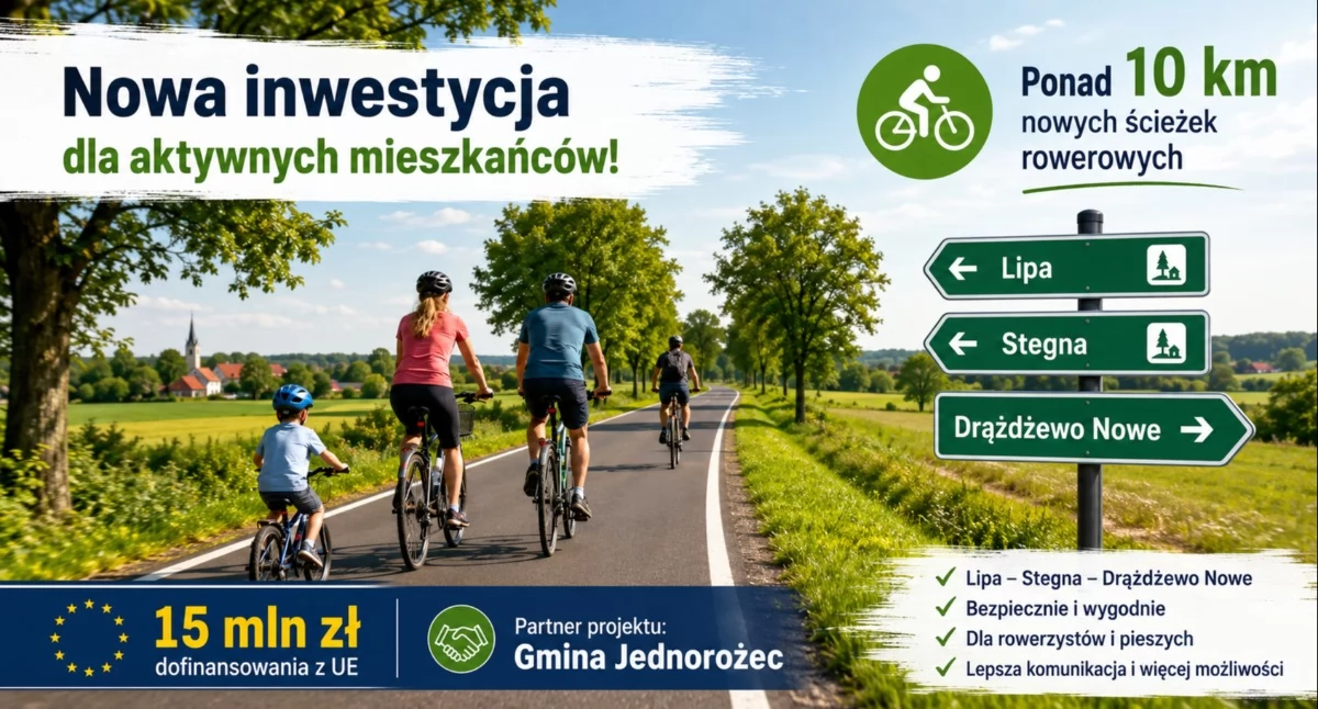 Samorządy Gminne, Ponad kilometrów nowych rowerzystów Gmina Jednorożec partnerem ważnej inwestycji - zdjęcie, fotografia