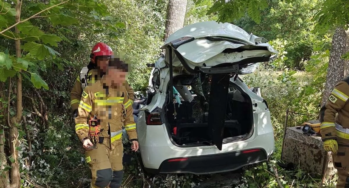 Wypadki drogowe, Tragiczny wypadek żyje letni kierowca Tesli - zdjęcie, fotografia