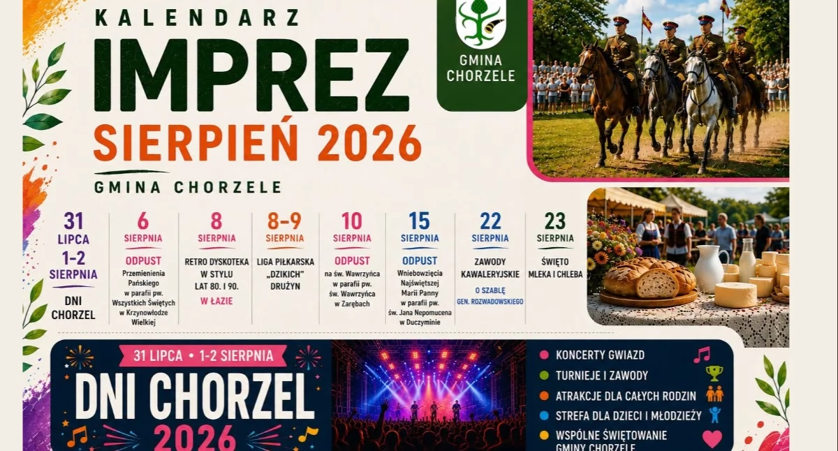 Festyny - Pikniki - Wydarzenia, Sierpień pełen atrakcji Gminie Chorzele Przed mieszkańcami tydzień tygodniem wyjątkowych wydarzeń - zdjęcie, fotografia