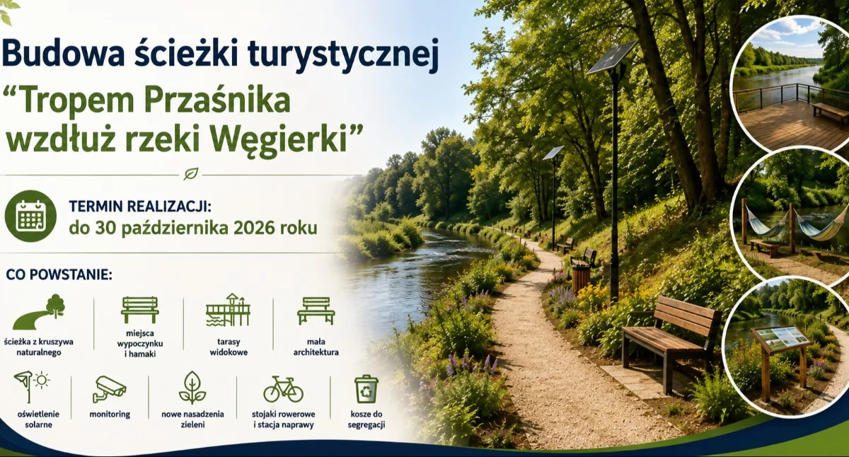 Drogi - remonty - inwestycje, Rusza budowa ścieżki „Tropem Przaśnika” Dolina Węgierki zyska nową atrakcję turystyczną - zdjęcie, fotografia