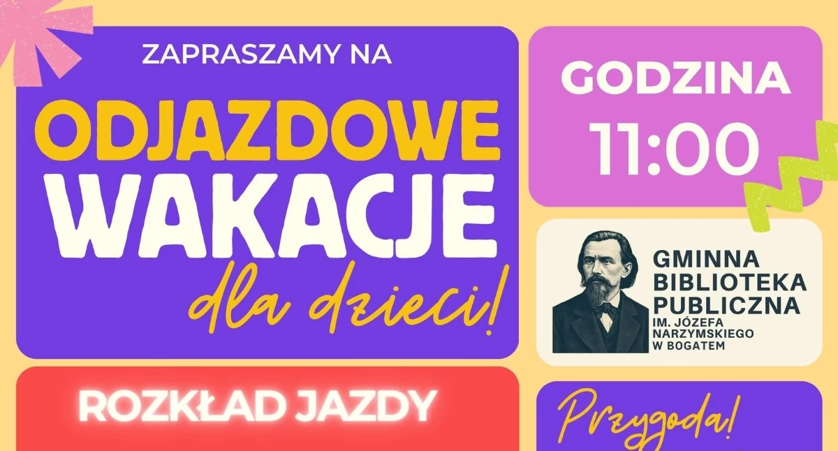 Książki - publikacje , Odjazdowe Wakacje Biblioteką ponownie wyruszają trasę letnią przygodę Gminie Przasnys - zdjęcie, fotografia