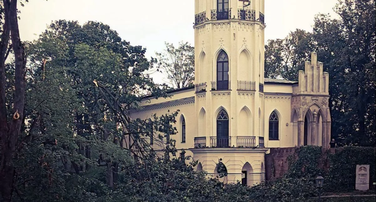 Komunikaty, Nocna burza zniszczyła część parku Muzeum Romantyzmu Opinogórze zamknięte odwołania - zdjęcie, fotografia