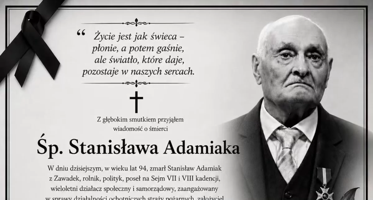 Odeszli, Odszedł człowiek który budował lokalną wspólnotę żyje Stanisław Adamiak - zdjęcie, fotografia