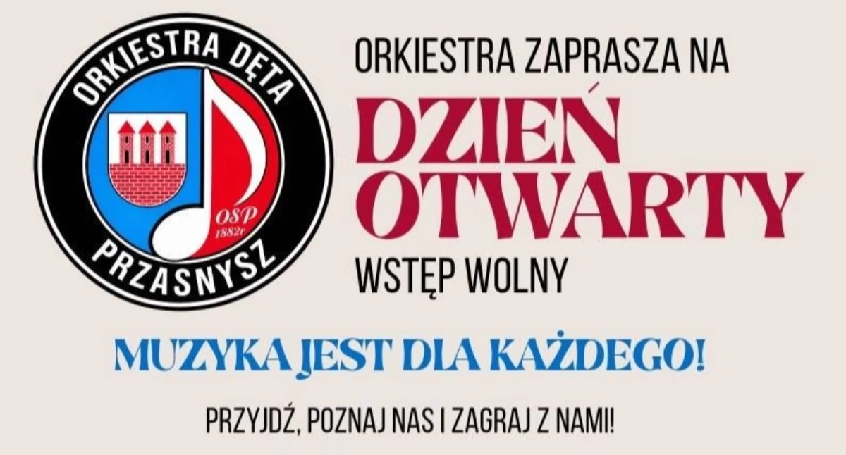 Koncerty, Orkiestra Dęta Przasnysz zaprasza Dzień Otwarty Muzyka zabawa okazja zagrać razem orkiestrą - zdjęcie, fotografia