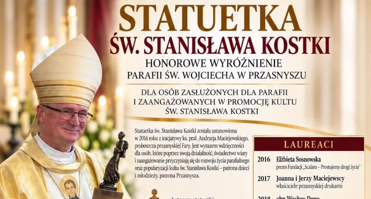 Konkursy - Wyróżnienia, Szymon Stułkowski otrzymał Statuetkę Stanisława Kostki Wyjątkowe wyróżnienie jubileuszu - zdjęcie, fotografia