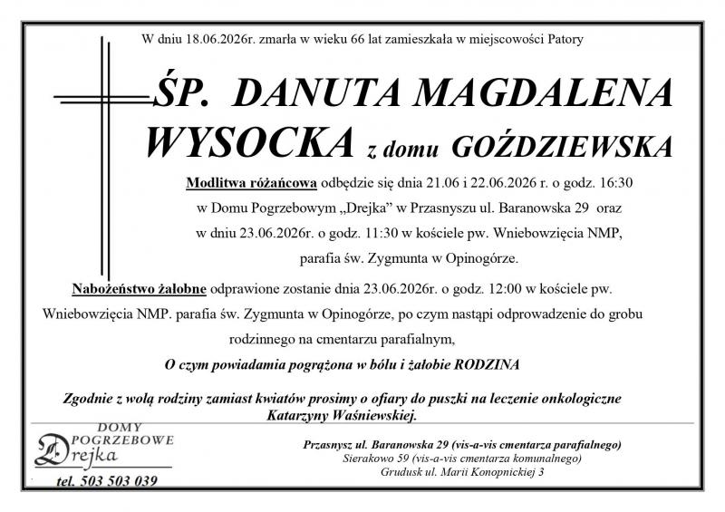 Danuta Magdalena Wysocka z domu Goździewska
