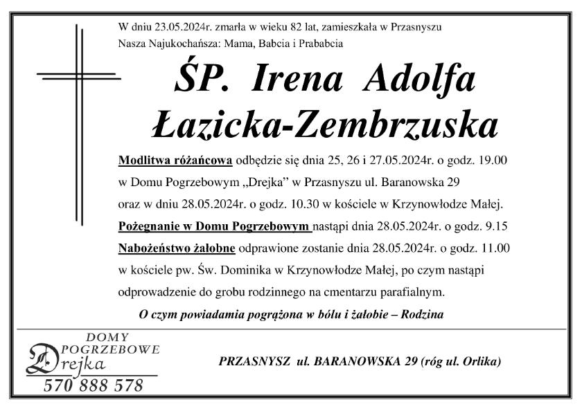 Irena  Adolfa Łazicka-Zembrzuska