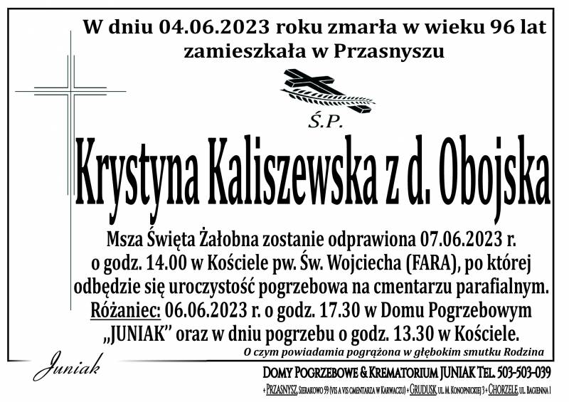 Krystyna Kaliszewska z d.Obojska