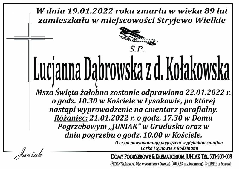 Lucjanna Dąbrowska z d. Kołakowska