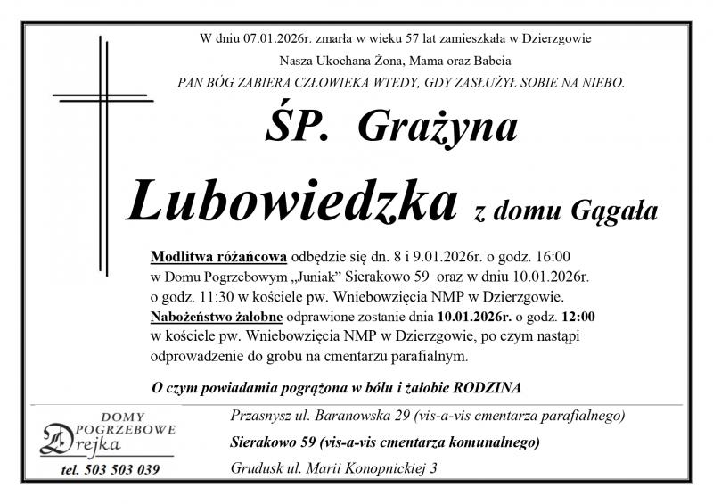 Grażyna Lubowiedzka z domu Gągała