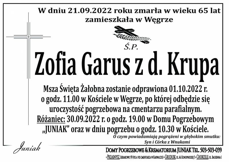 Zofia Garus z d. Krupa