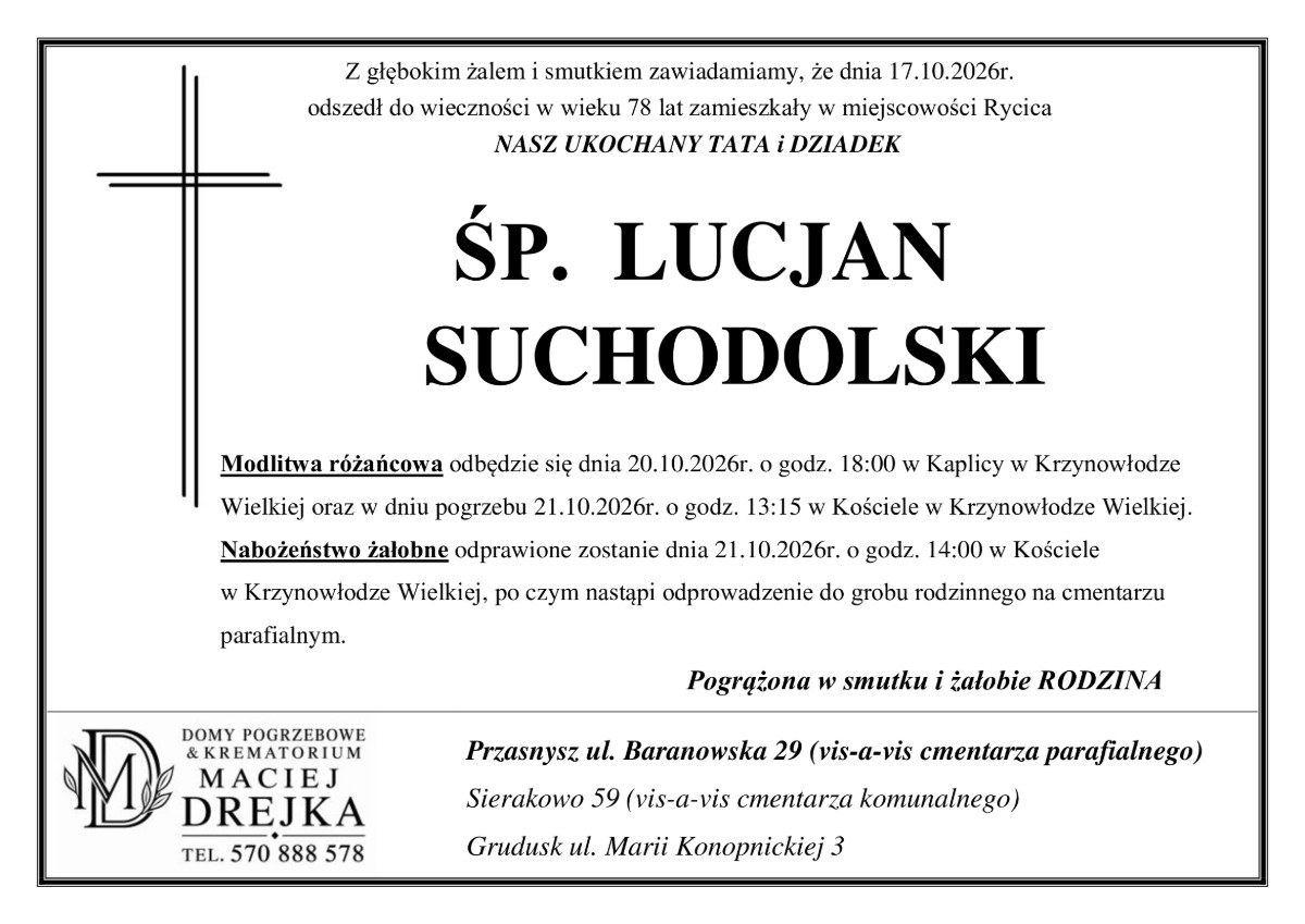 Nekrolog: śp. Lucjan Suchodolski, zm. 17 października 2026 r.