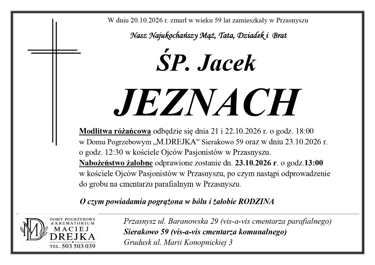 Nekrolog: śp. Jacek Jeznach, zm. 20 października 2026 r.