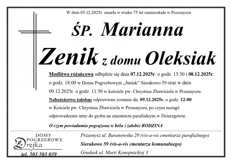 Marianna Zenik z domu Oleksiak