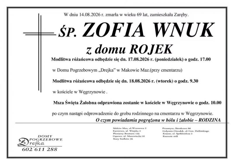 Zofia Wnuk z domu Rojek