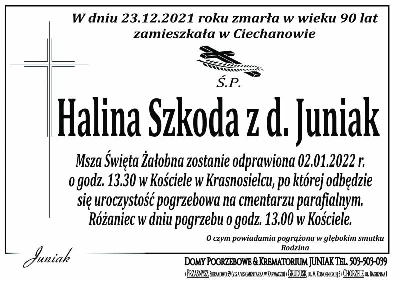 Halina Szkoda z d. Juniak