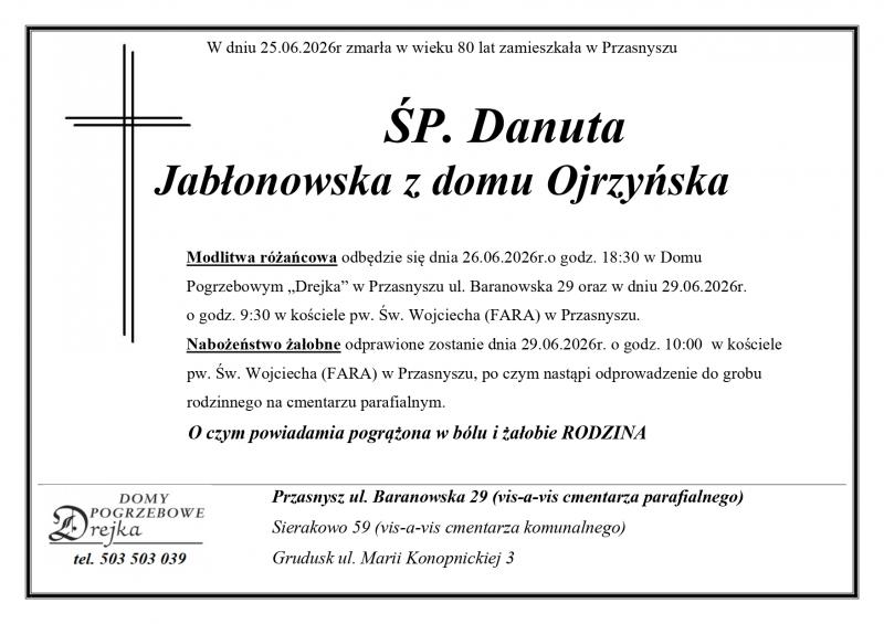 Danuta Jabłonowska  z domu Ojrzyńska