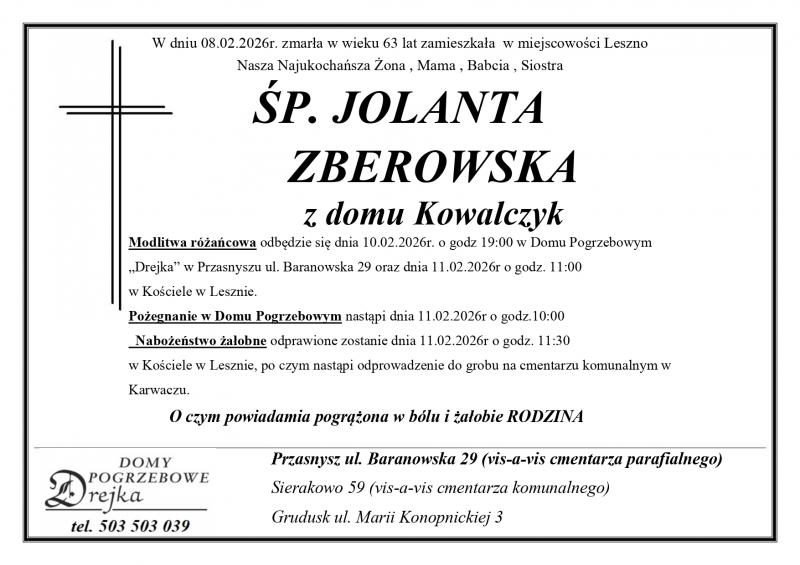 Jolanta Zberowska z domu Kowalczyk