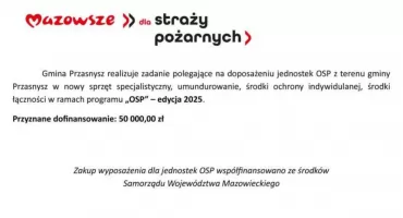 Ważne wsparcie dla jednostek OSP z Gminy Przasnysz