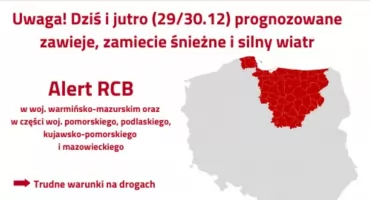 Alert RCB: trudne warunki pogodowe na północy i w centrum kraju
