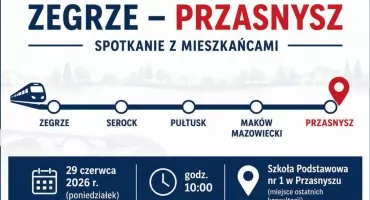 Kolejne konsultacje w sprawie linii kolejowej Zegrze–Przasnysz. Senator zaprasza mieszkańców na spotkanie