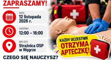 Bezpłatne szkolenie z pierwszej pomocy w Węgrze. Uczestnicy nauczą się obsługi AED i resuscytacji